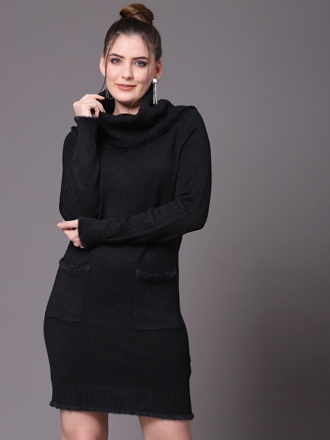 

Mafadeny Women Black Jumper Dress