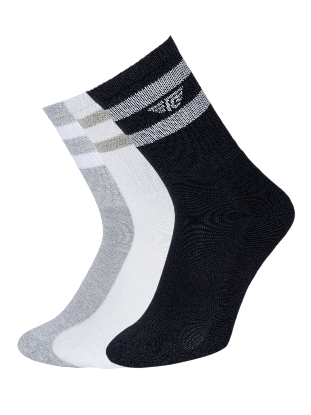 

Red Tape Men Pack of 3 Striped Above Ankle Socks, Black