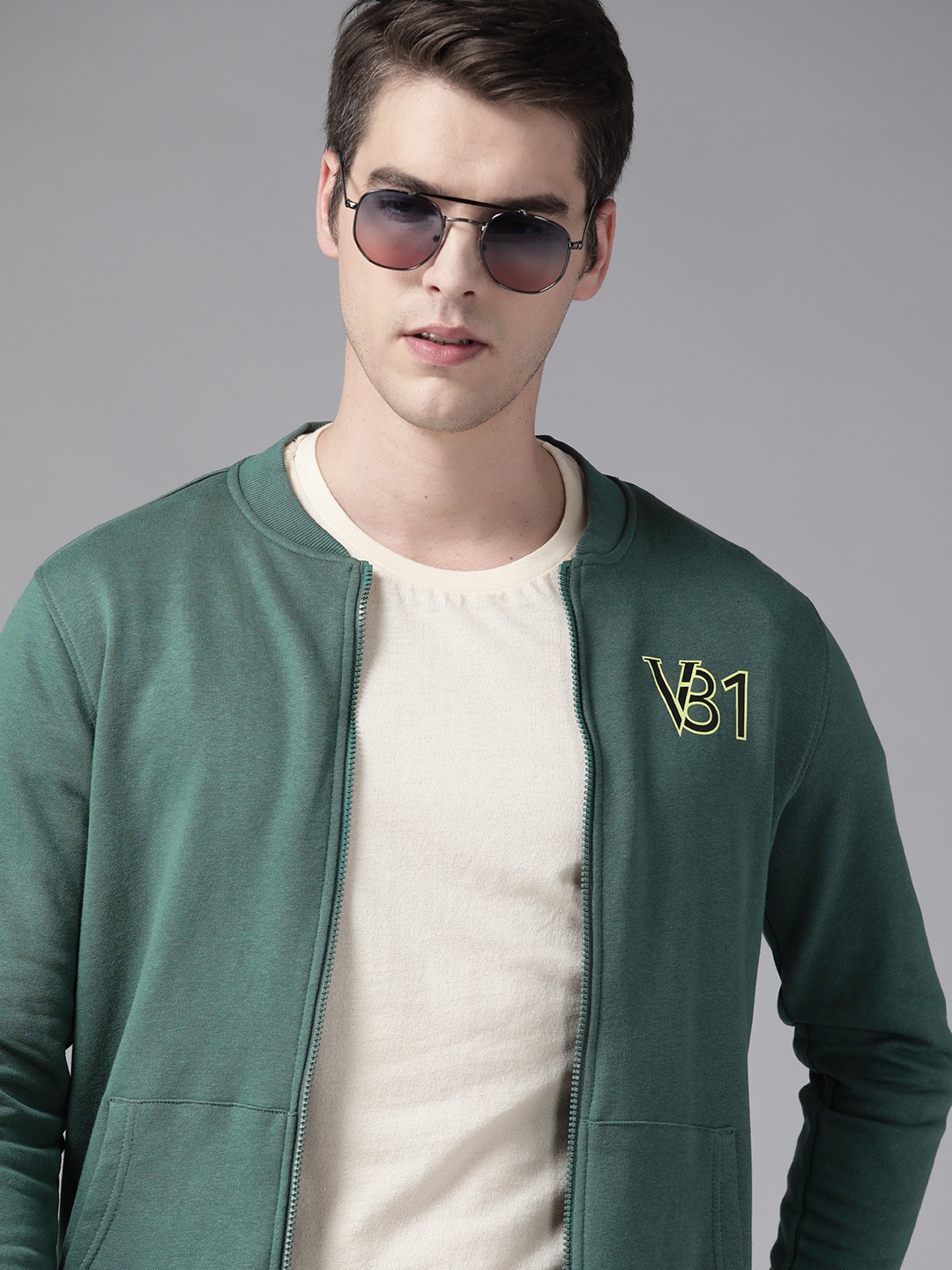 

Van Heusen Men Green Mock Collar Sweatshirt