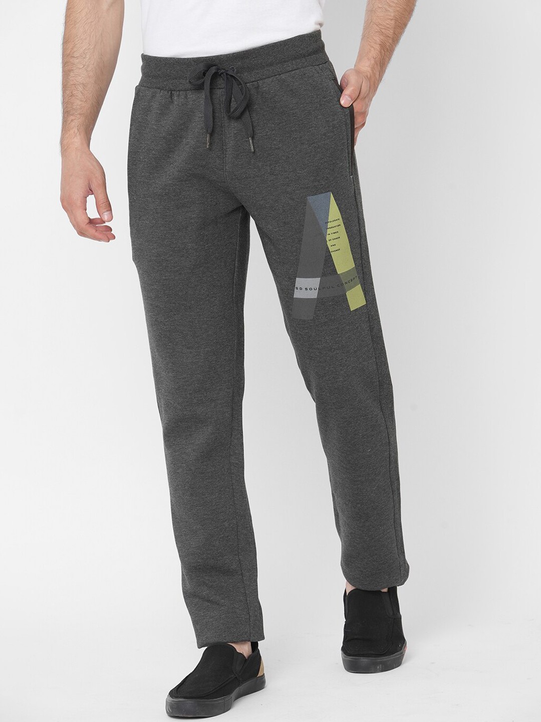 

Sweet Dreams Men Graphic Print Track Pants, Charcoal