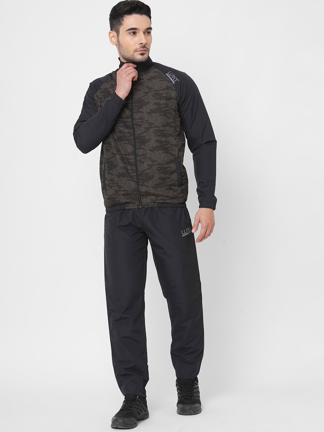 

Sweet Dreams Men Black Fleece Camouflage Print Full Sleeves Tracksuit