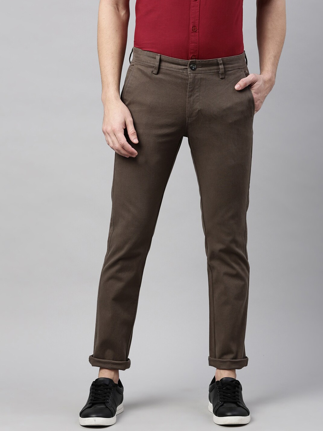 

Chennis Men Brown Slim Fit Cotton Trousers