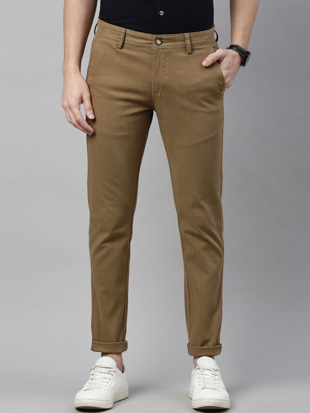 

Chennis Men Khaki Slim Fit Cotton Trousers
