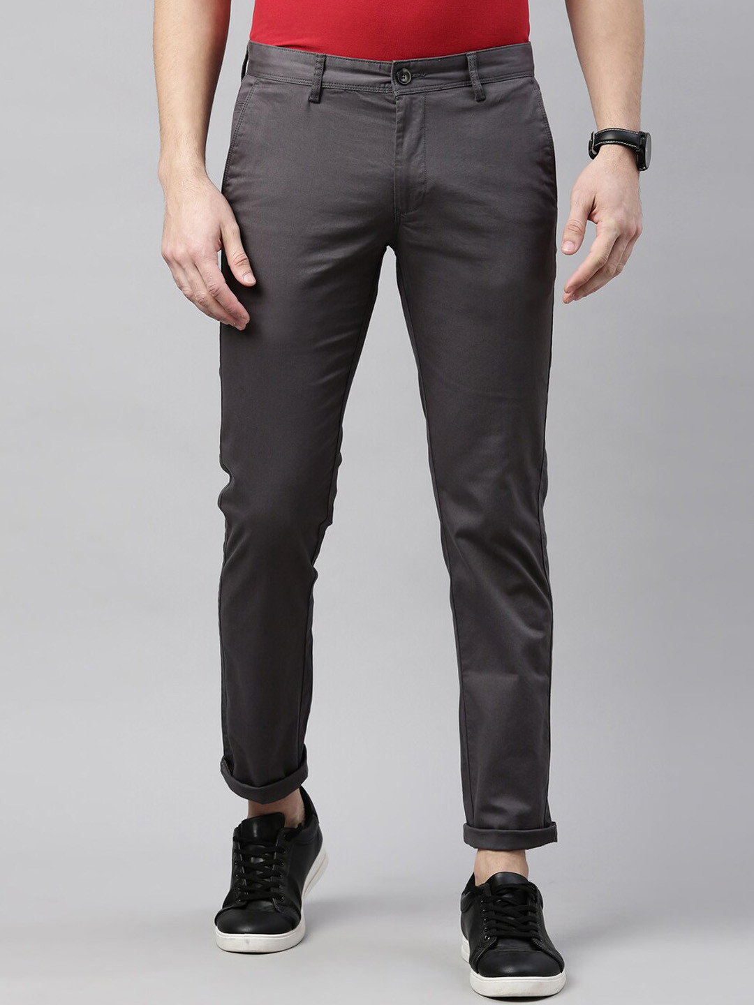 

Chennis Men Grey Slim Fit Cotton Trousers