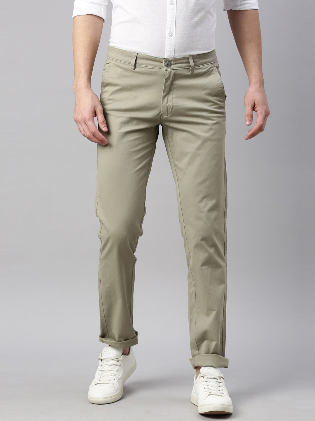

Chennis Men Olive Green Slim Fit Cotton Trousers