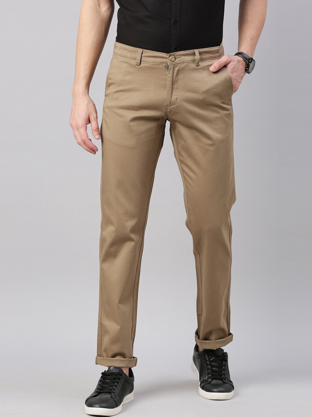 

Chennis Men Olive Green Slim Fit Cotton Trousers