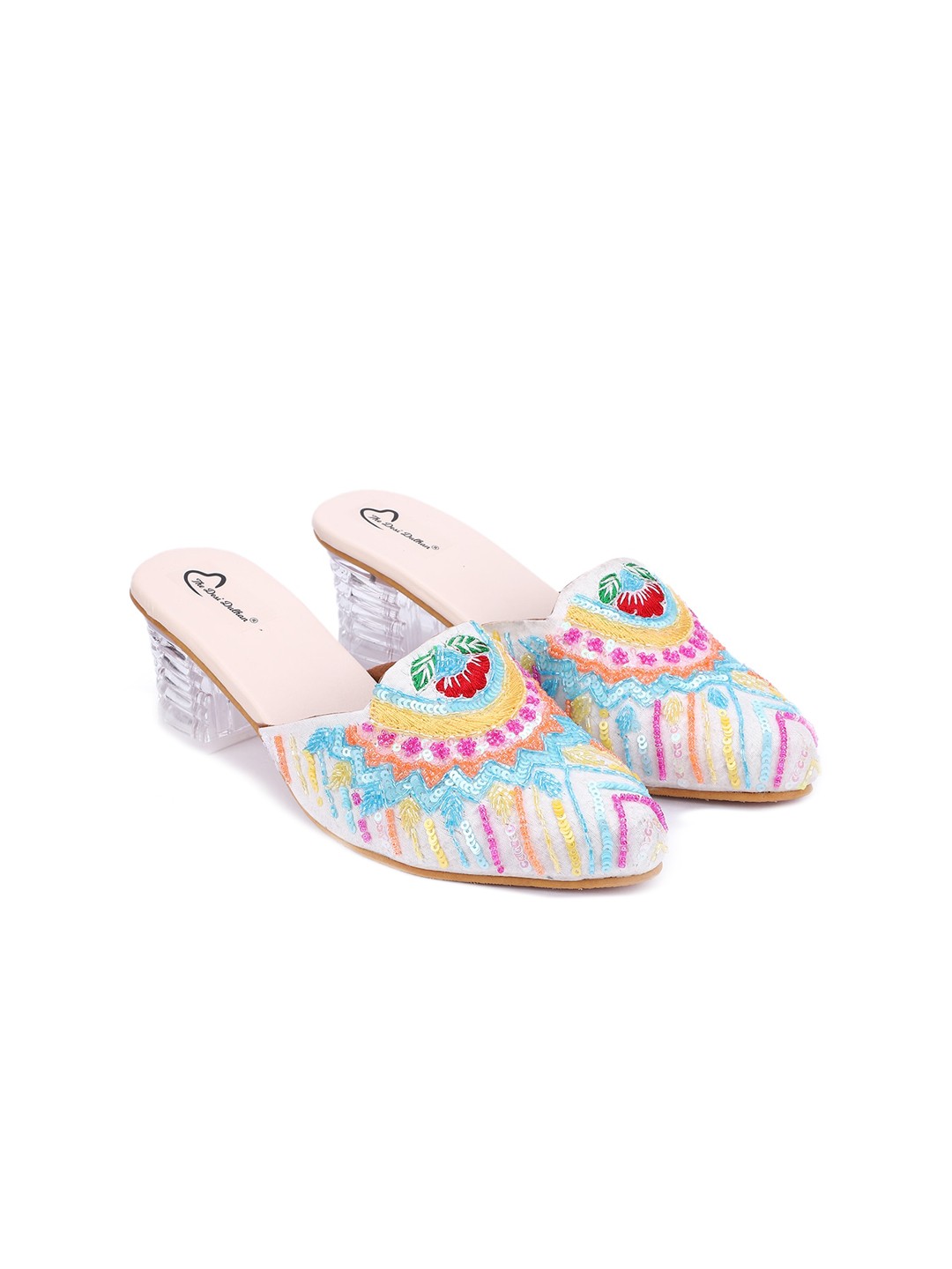 

The Desi Dulhan Women Blue &White Ethnic Block Open Back Sandals