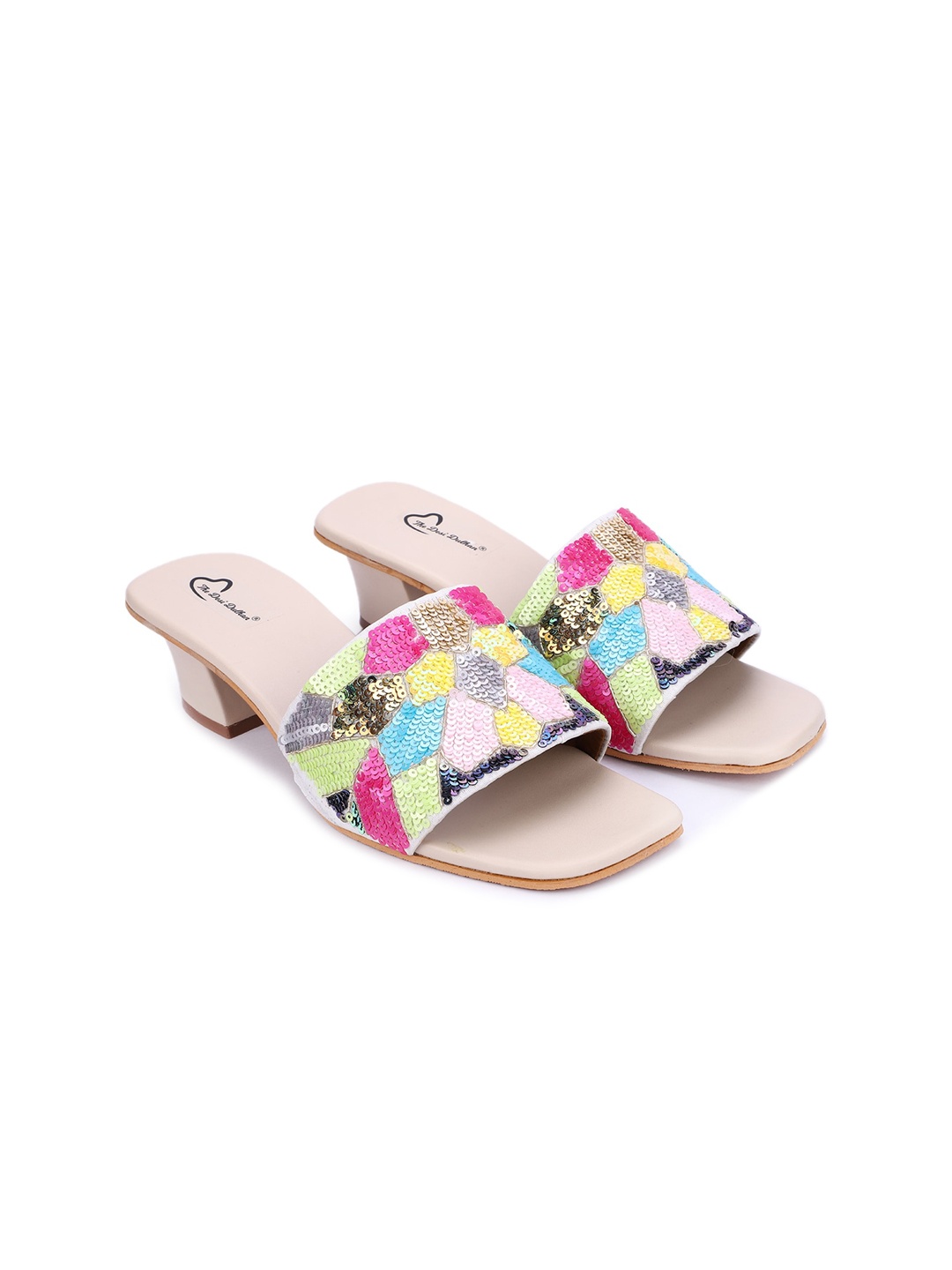 

The Desi Dulhan White Embellished Ethnic Block Heel