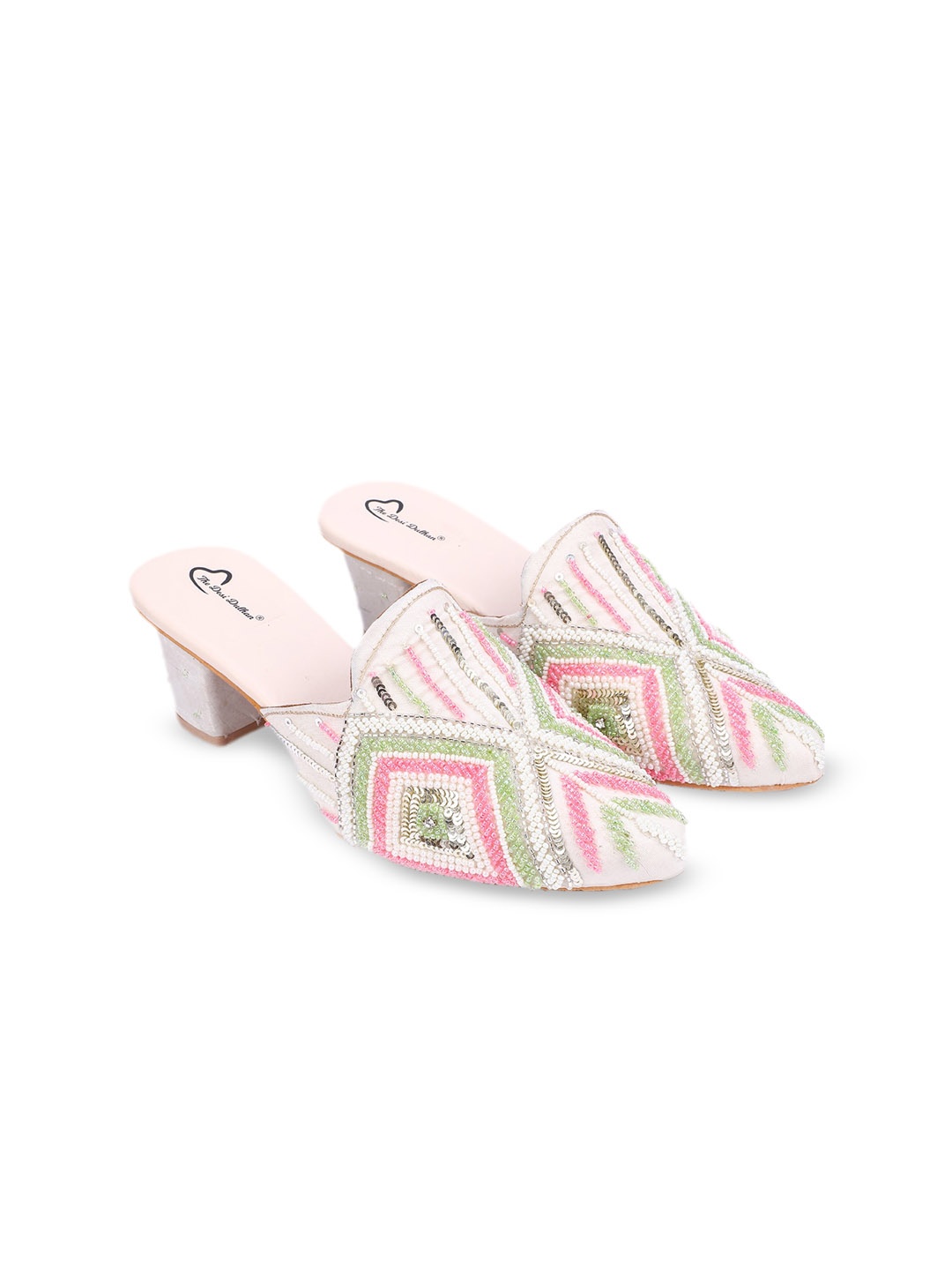 

The Desi Dulhan Women White Ethnic High-Top Block Heels