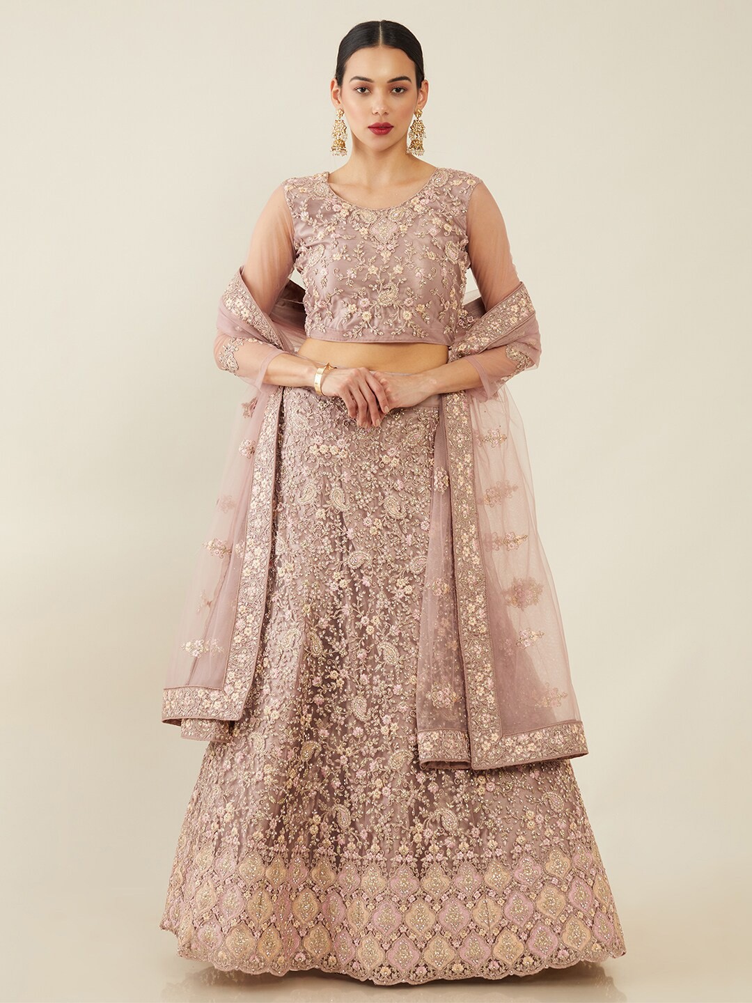 

Soch Women Purple Embroidered Unstitched Dress Material