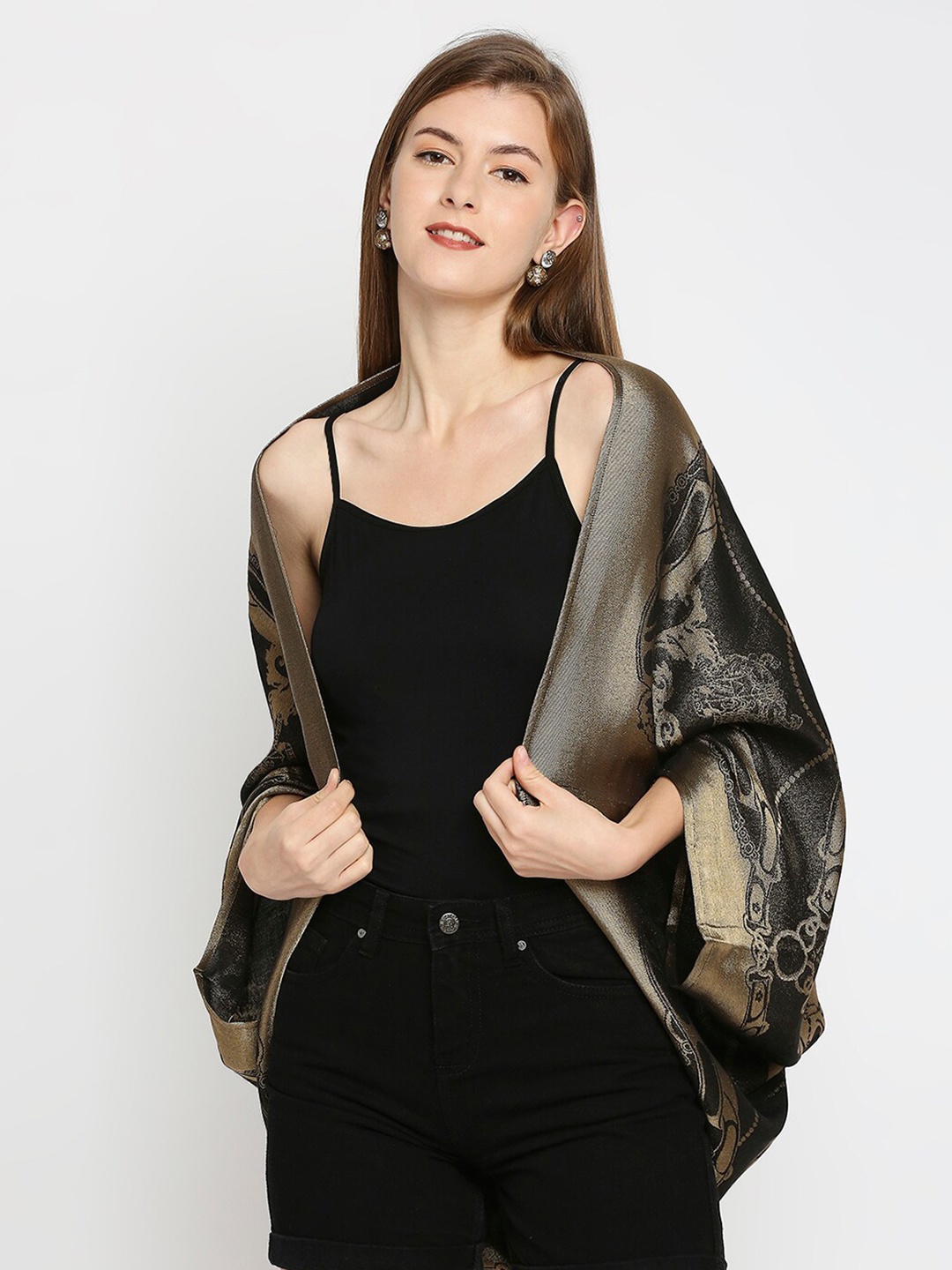

Cloth Haus India Women Black & Grey Shrug