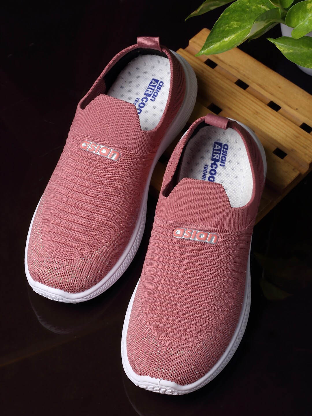 

ASIAN Women Woven Design Slip-On Sneakers, Peach