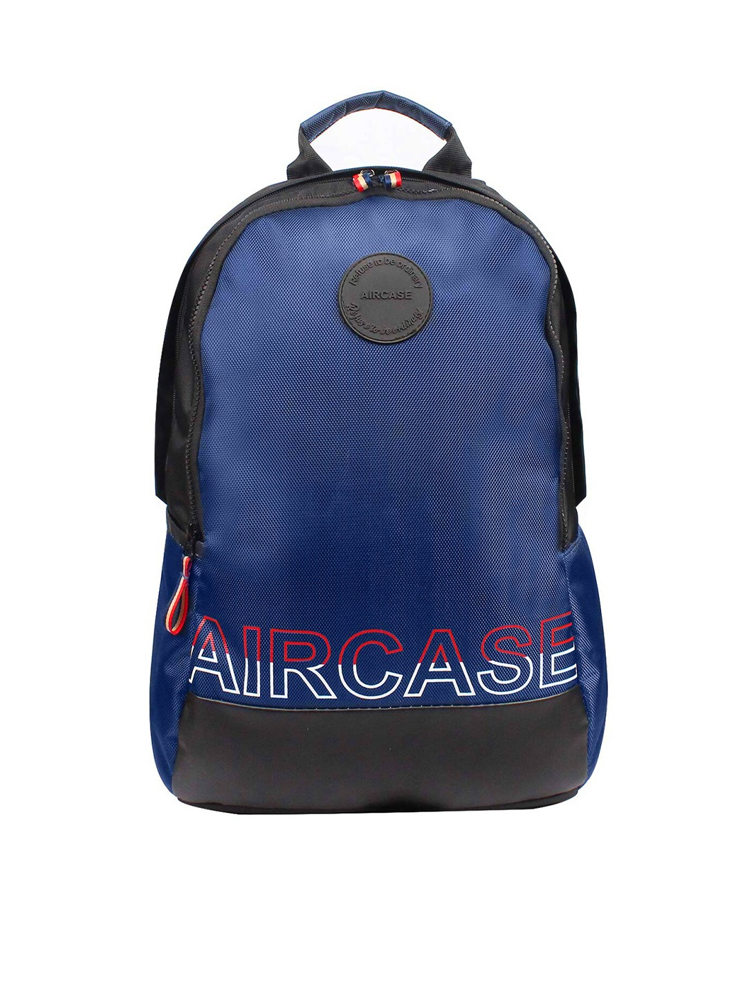 

AirCase Unisex Blue & Black Typography Backpack with Compression Straps