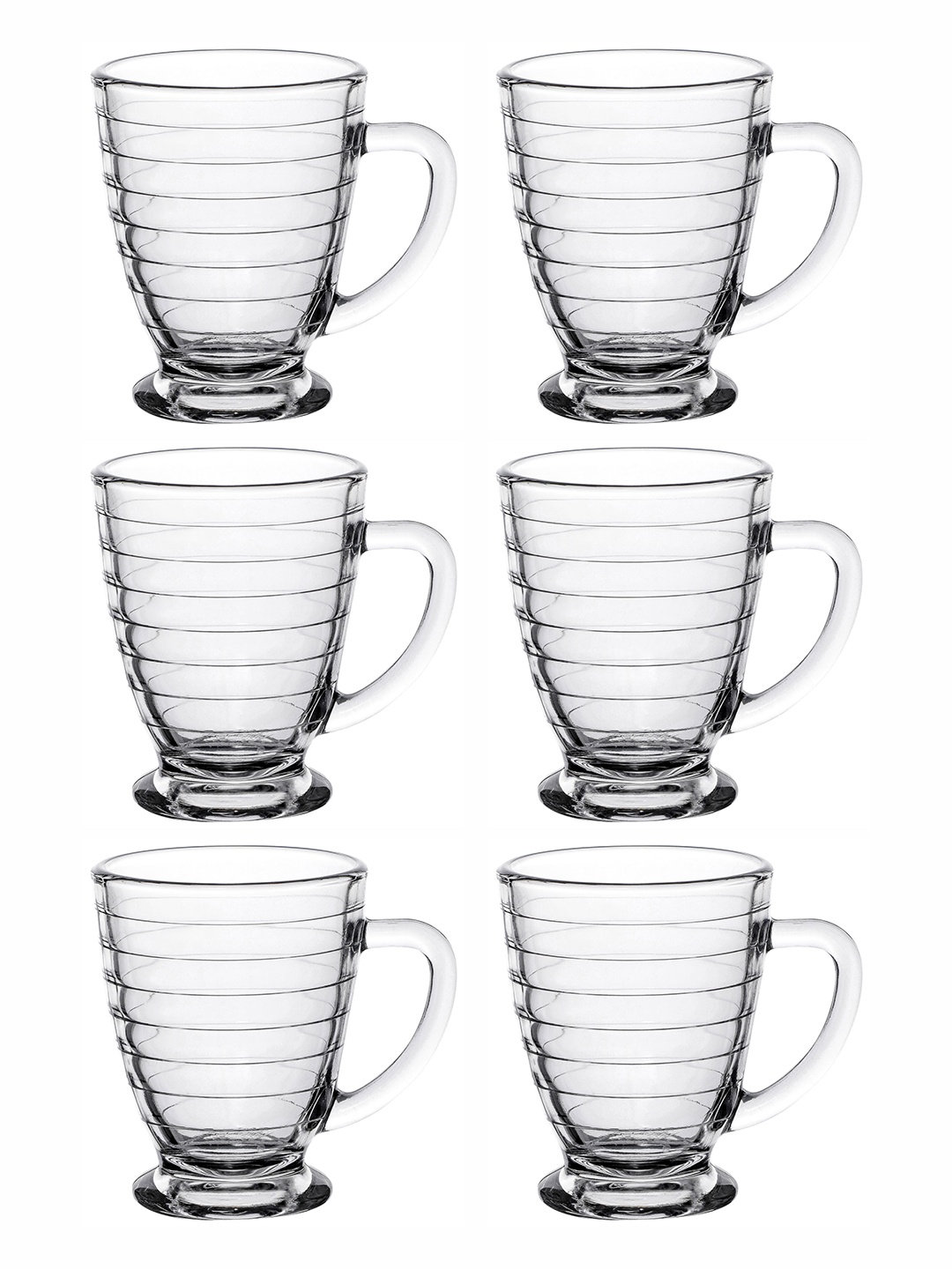 

Roxx Transparent Set of 6 Textured Microwave Safe Mugs 230 ml Each