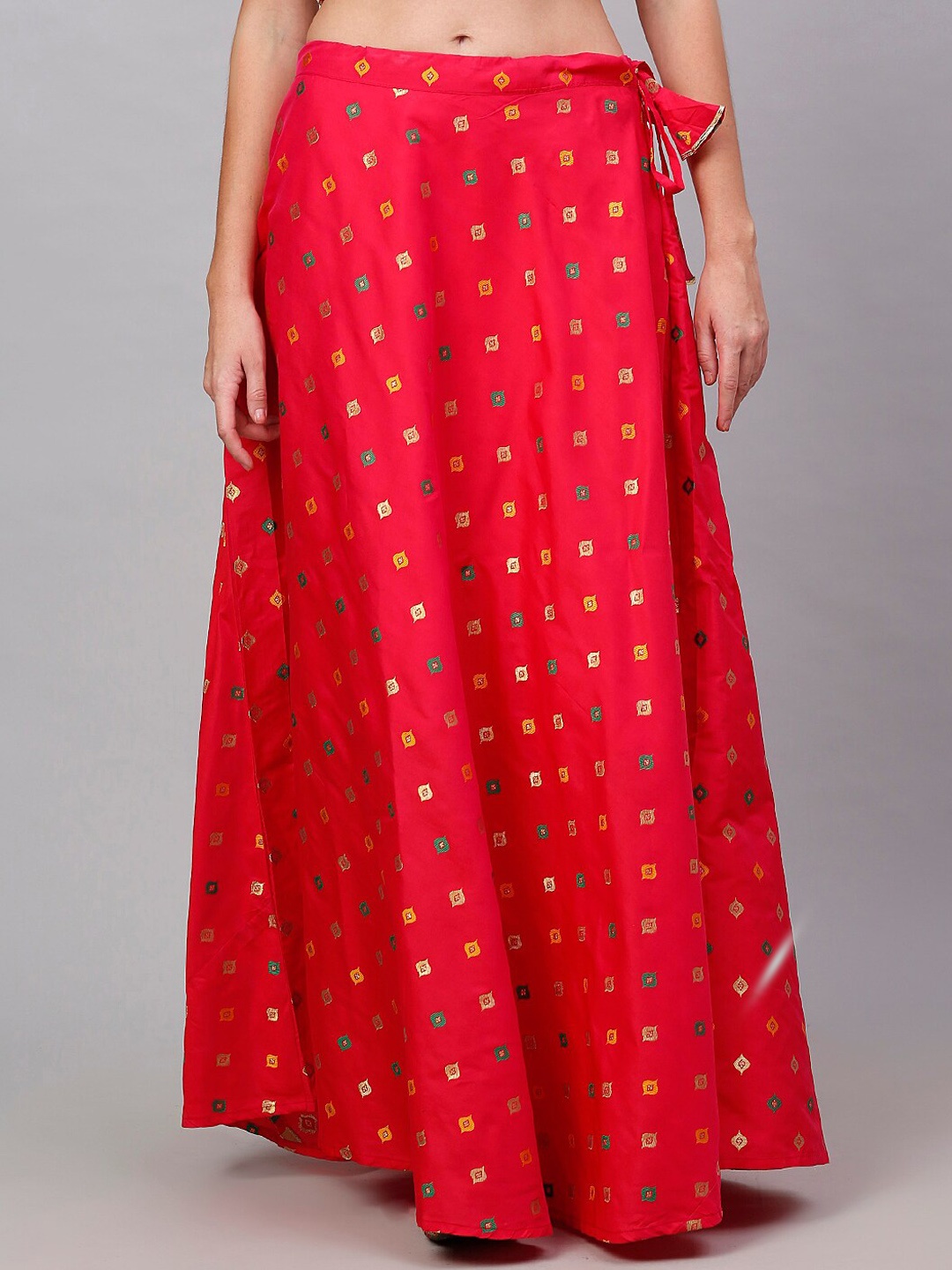 

NEUDIS Women Red Jacquard Maxi Flared Skirt