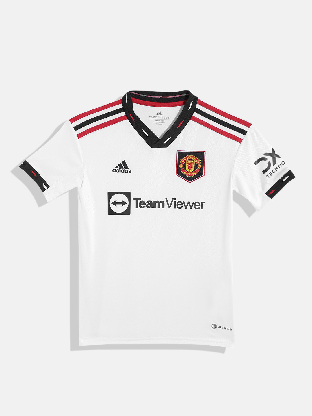 

ADIDAS Kids White & Black Printed Manchester United Applique Detail Tshirt