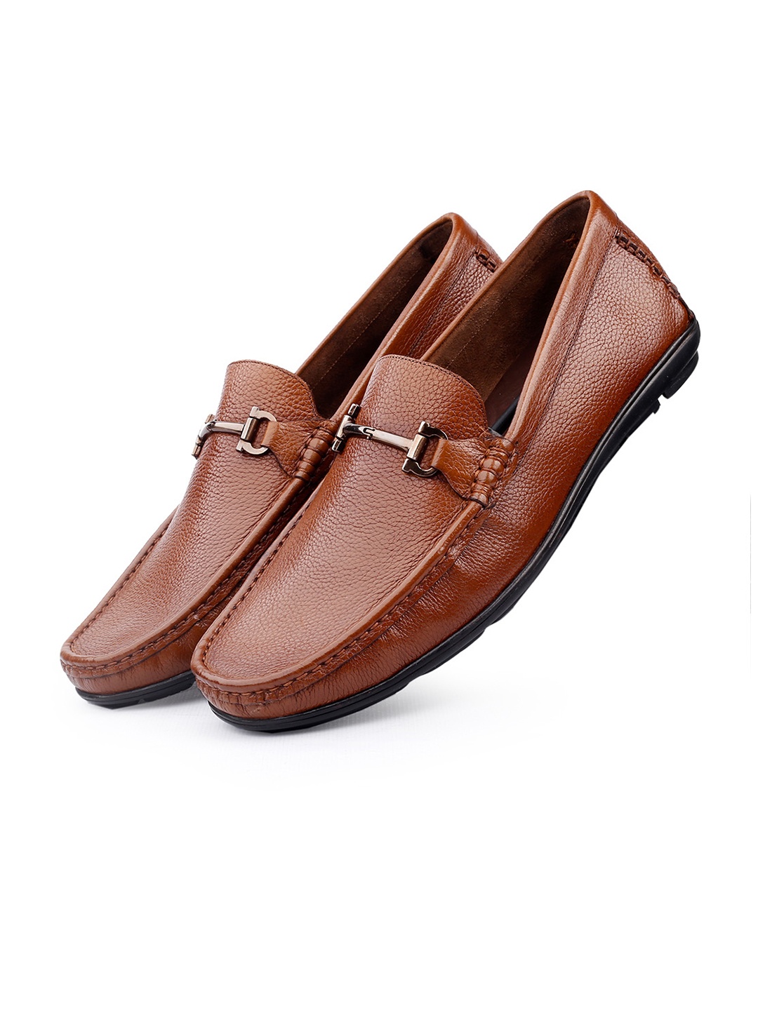 

One8 Men Tan Brown Solid Leather Formal Penny Loafers