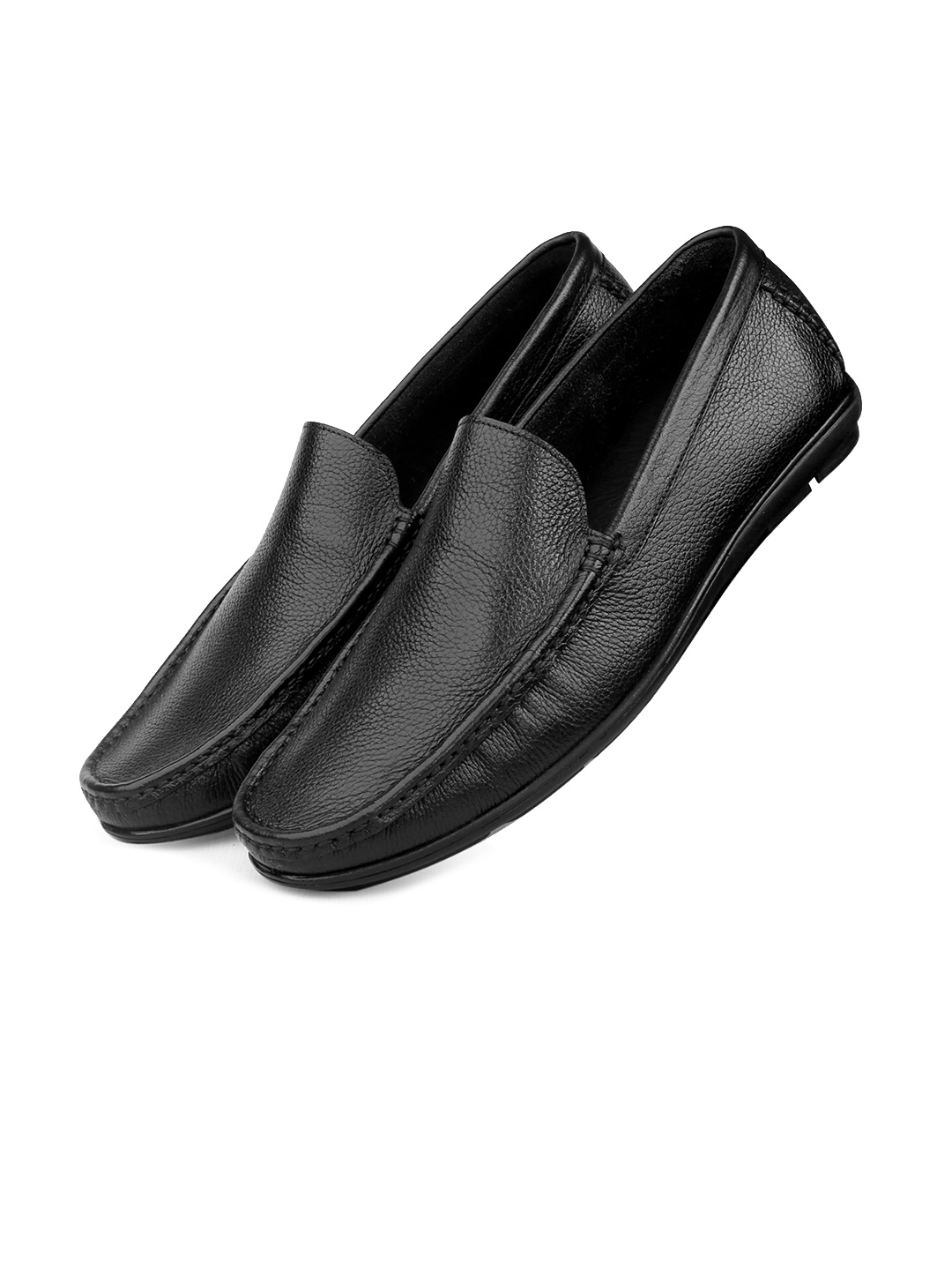 

One8 Men Black Solid Leather Loafers