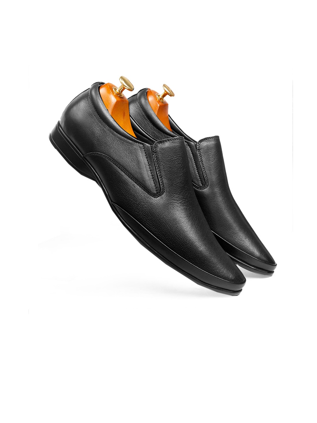 

One8 Men Black Solid Leather Formal Slip-On Shoes