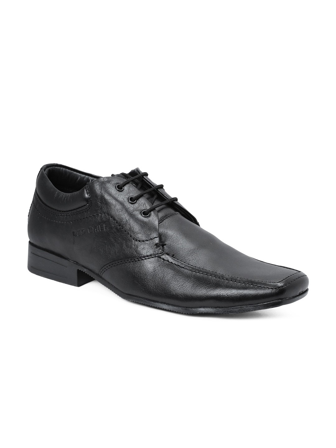 

Red Chief Men Black Solid Leather Formal Lace-Up Derbys