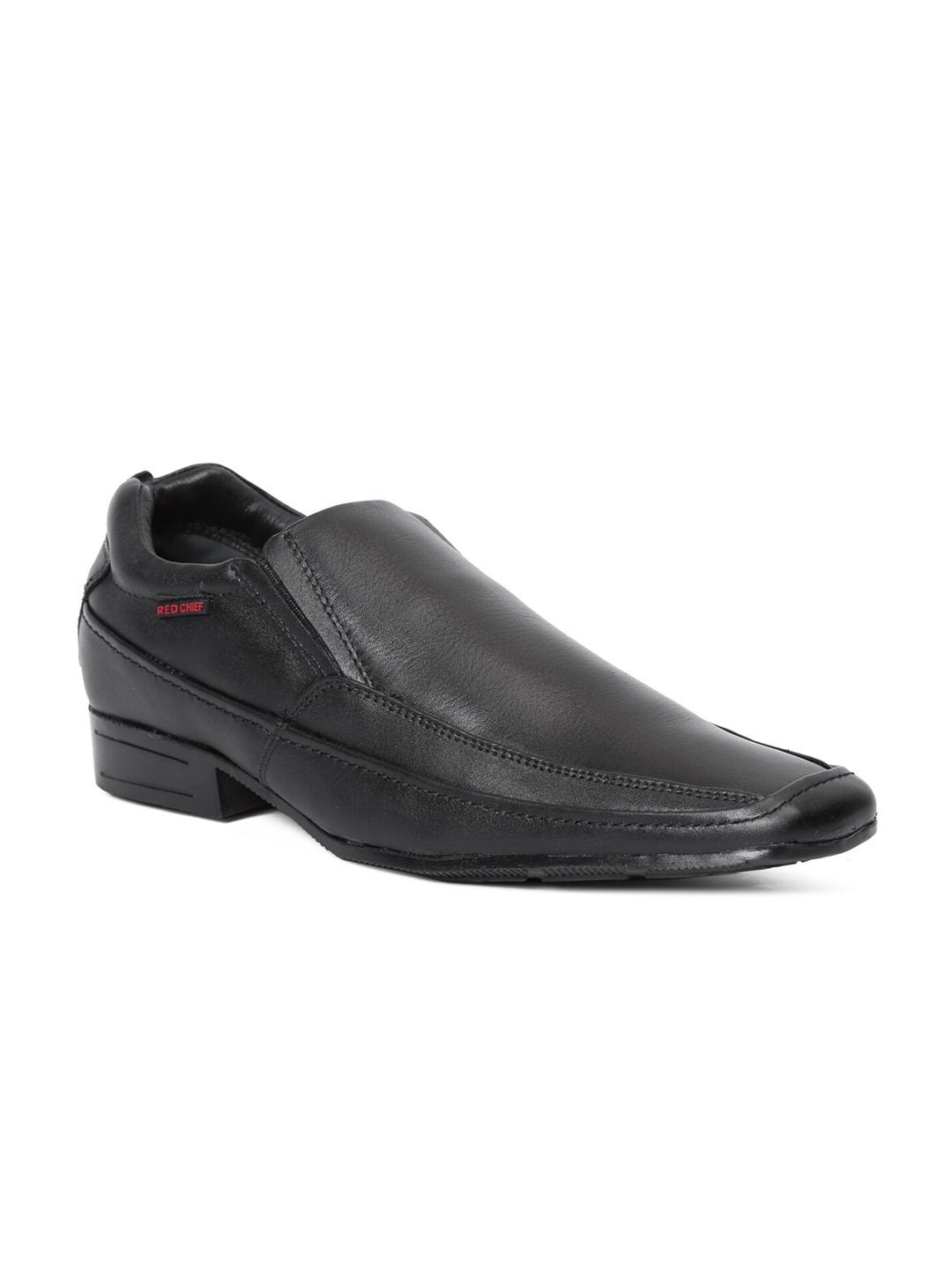 

Red Chief Men Black Solid Formal Leather Slip-Ons
