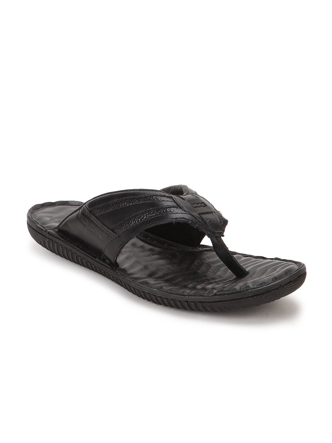 

Red Chief Men Black Leather Comfort Sandals
