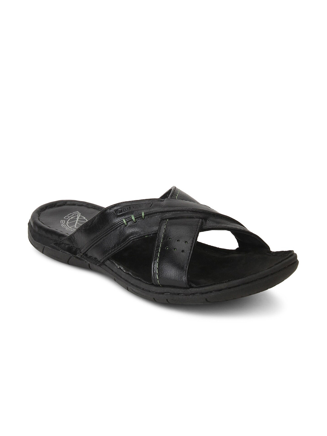 

Red Chief Men Black Leather Comfort Sandals