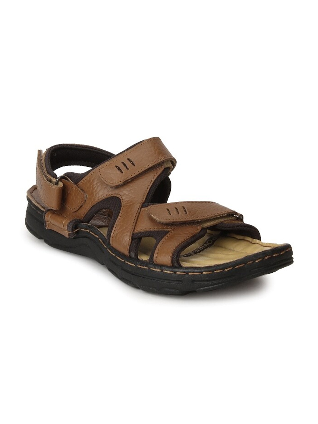 

Red Chief Men Tan & Black Leather Comfort Sandals