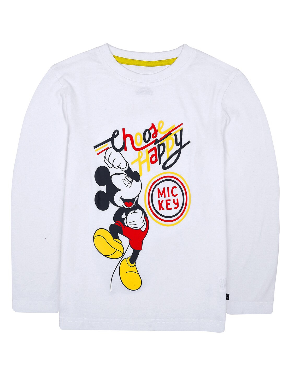 

KINSEY Boys White Mickey Mouse Printed Applique T-shirt