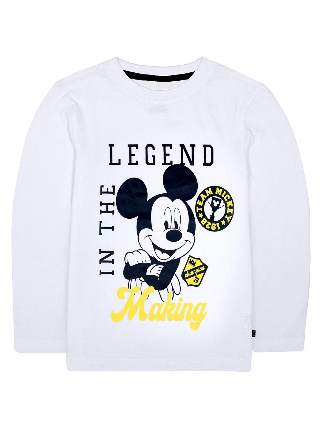 

KINSEY Boys White Mickey Mouse Printed Applique T-shirt