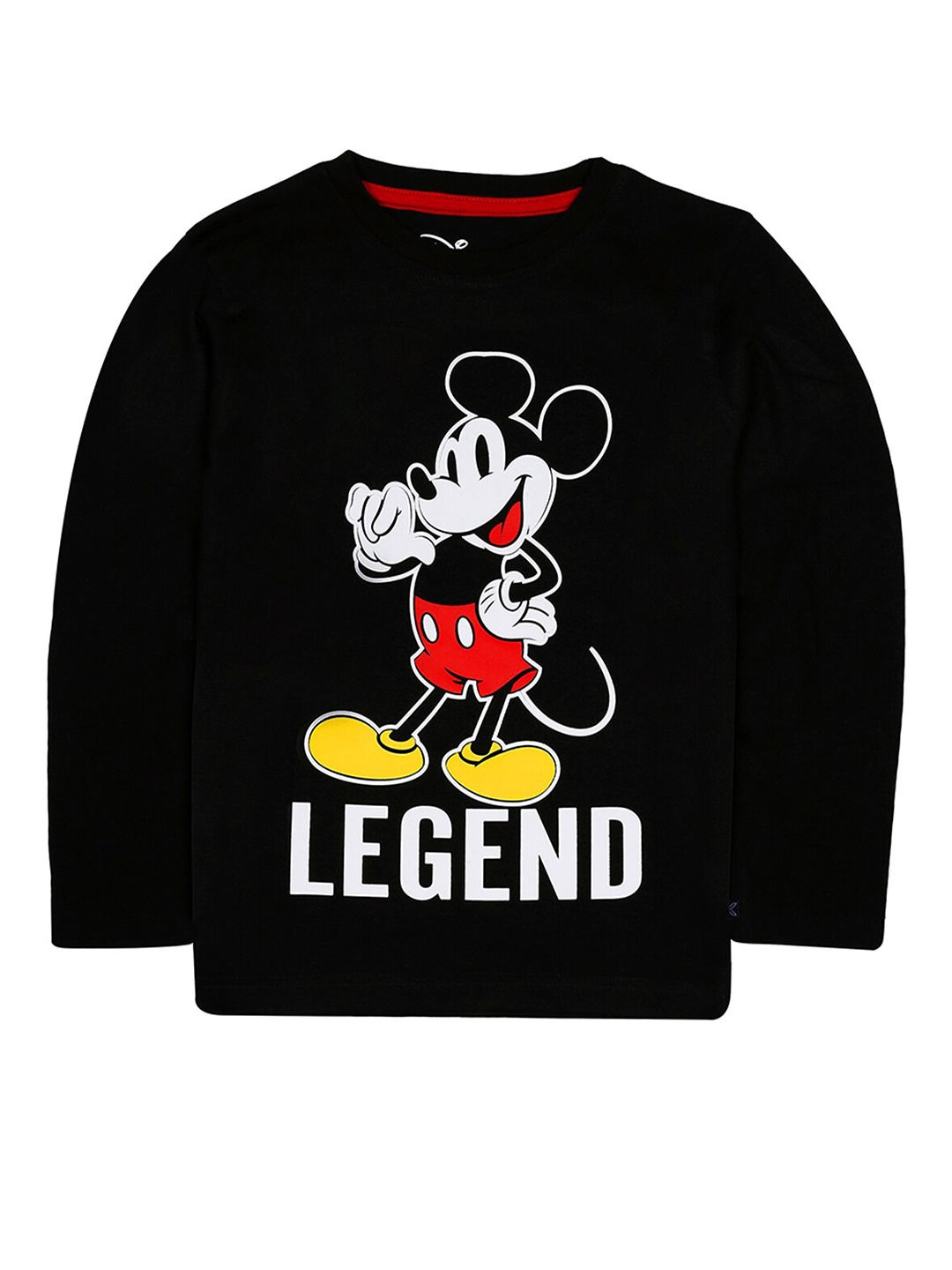 

KINSEY Boys Black Mickey Mouse Printed Raw Edge T-shirt