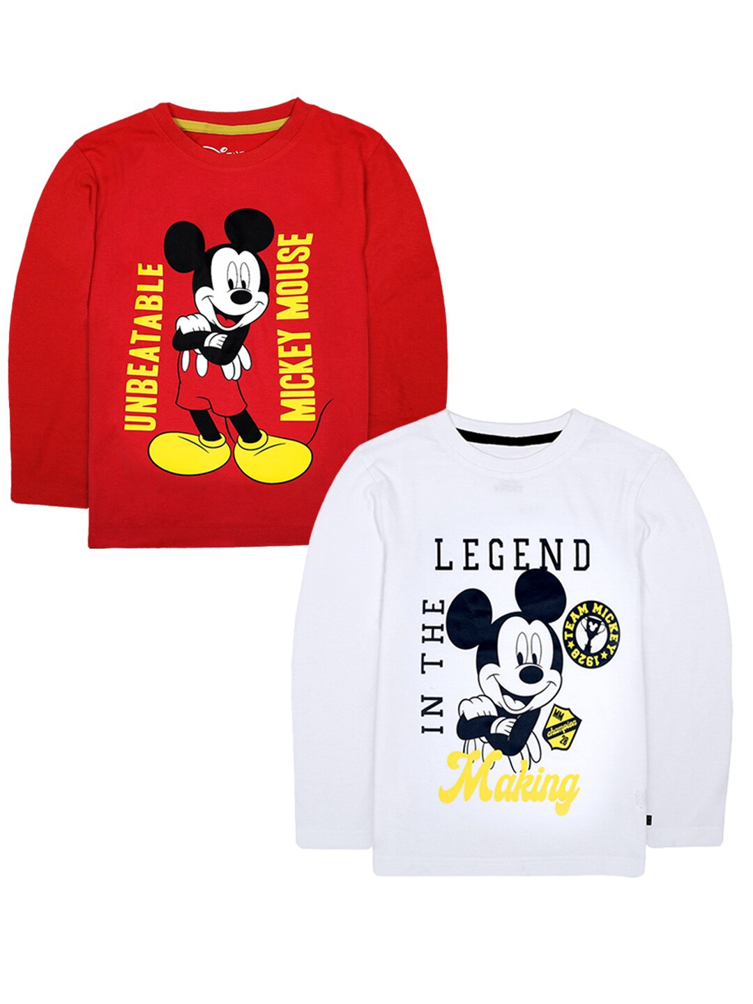 

KINSEY Boys Red 2 Mickey Mouse Printed Applique T-shirt