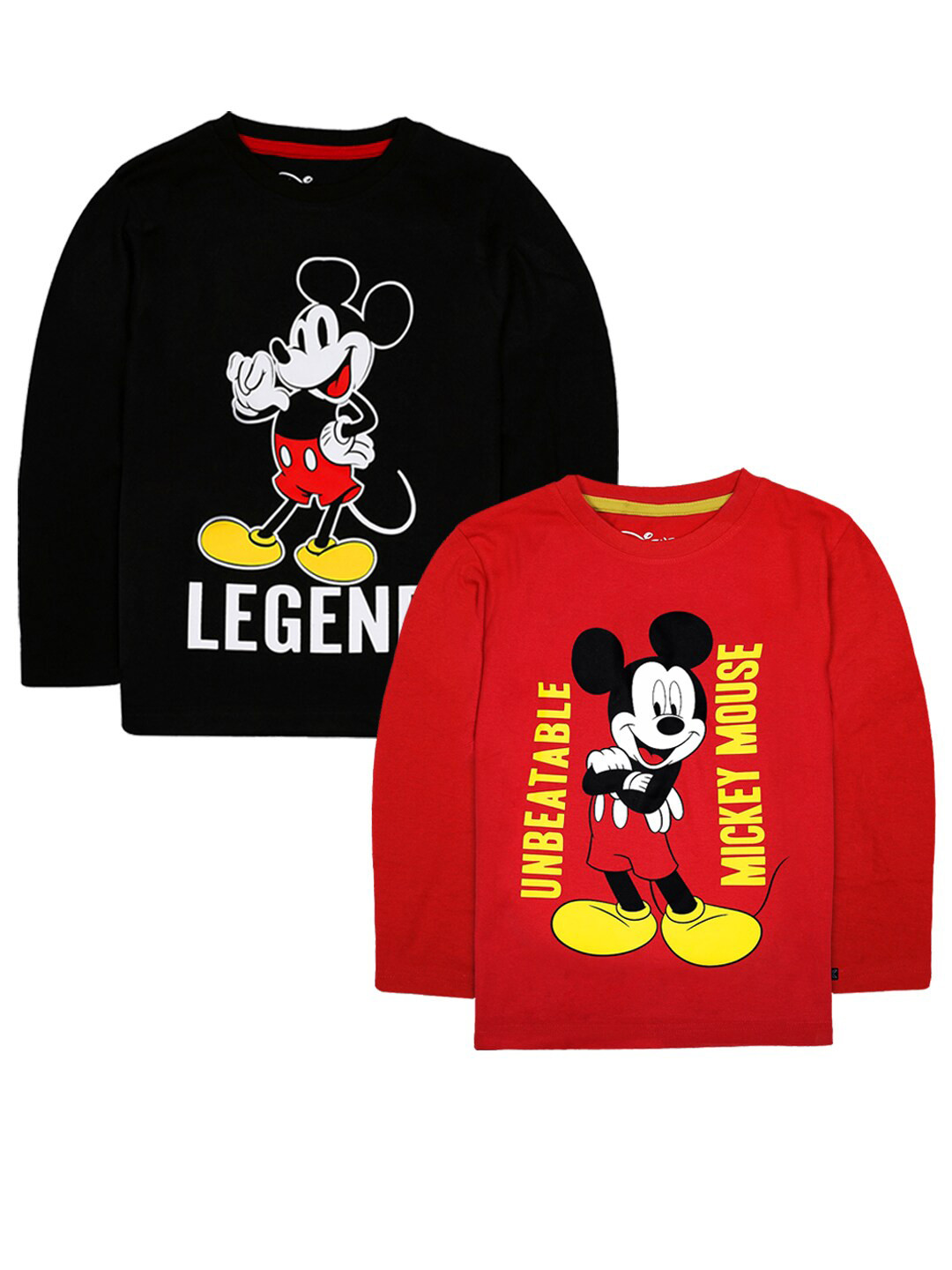 

KINSEY Boys Black 2 Mickey Mouse Printed Applique T-shirt