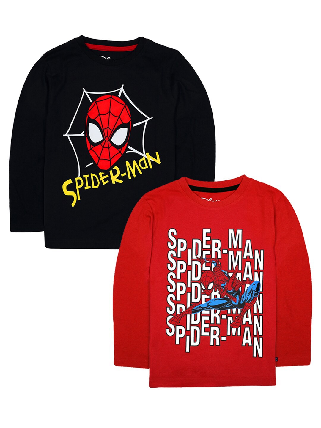 

KINSEY Boys Black & Red Typography Set Of 2 Spider-Man Printed T-shirt