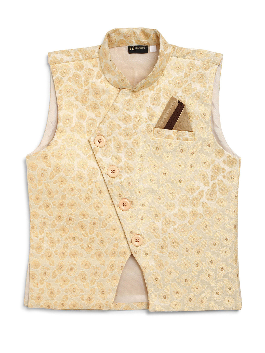 

Aj DEZInES Boys Brown & Beige Woven Design Nehru Jacket
