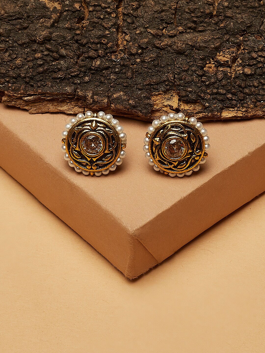 

Voylla Gold-Toned Contemporary Studs Earrings
