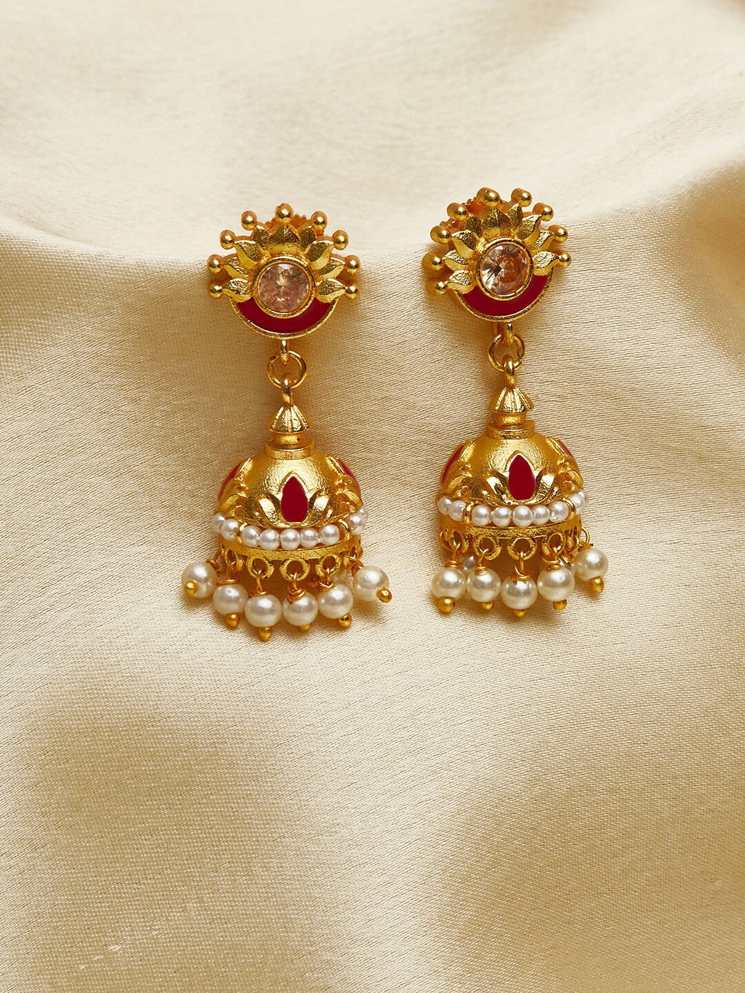 

Voylla Gold-Toned Contemporary Jhumkas Earrings