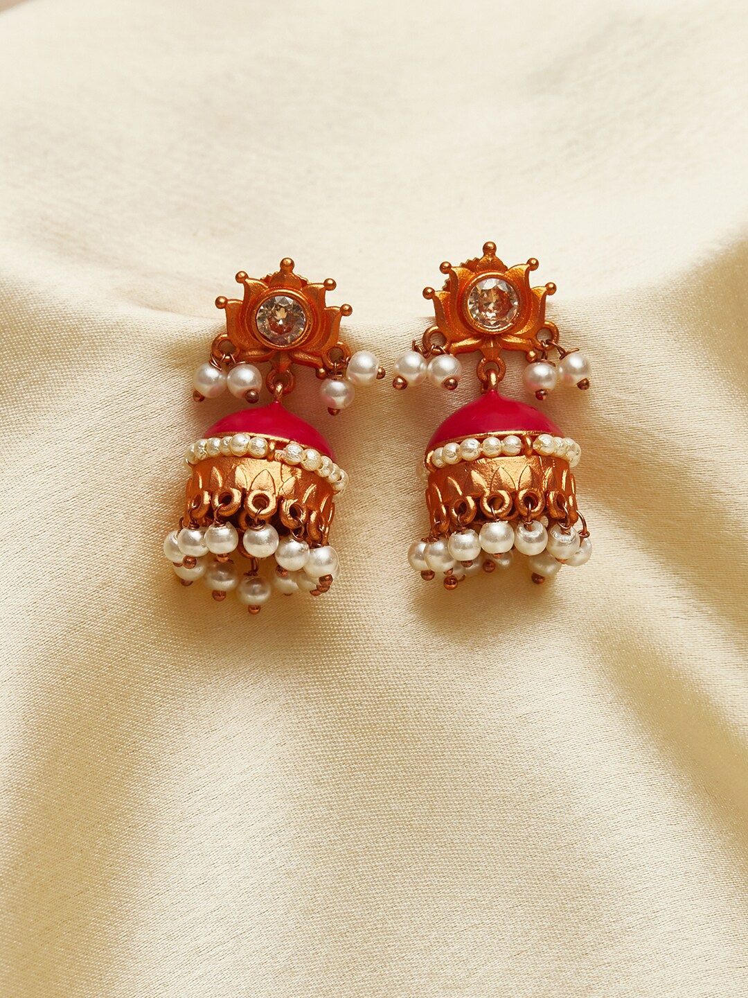 

Voylla Gold-Toned Contemporary Jhumkas Earrings