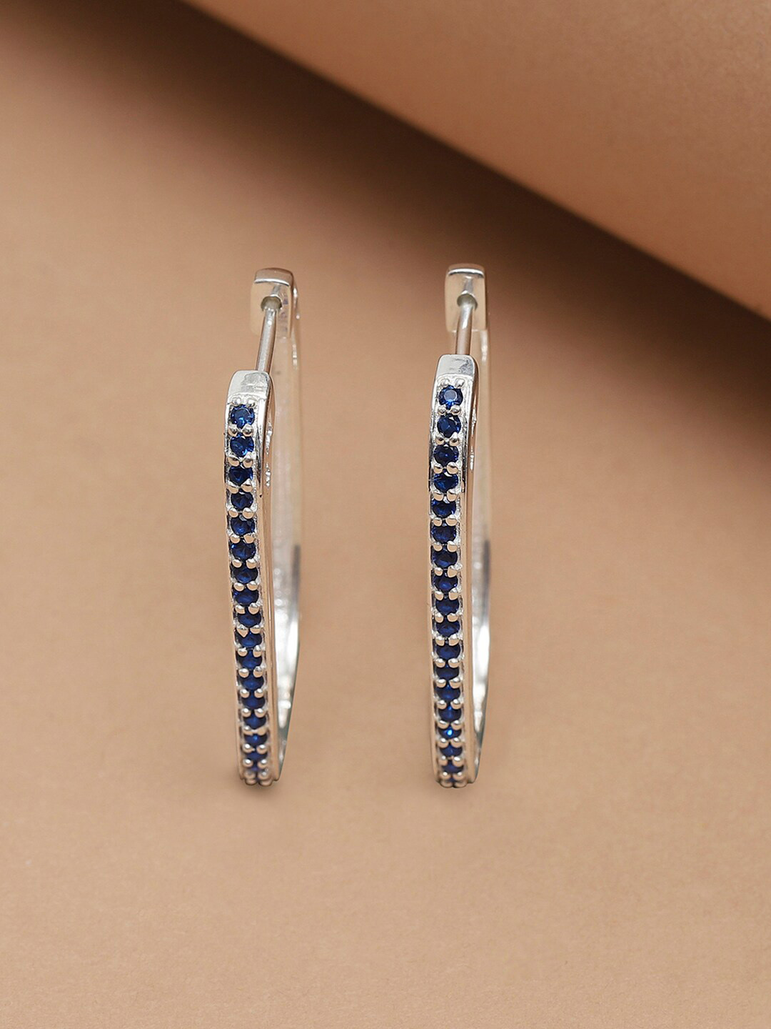 

Studio Voylla 925 Sterling Silver Contemporary Hoop Earrings, Gold