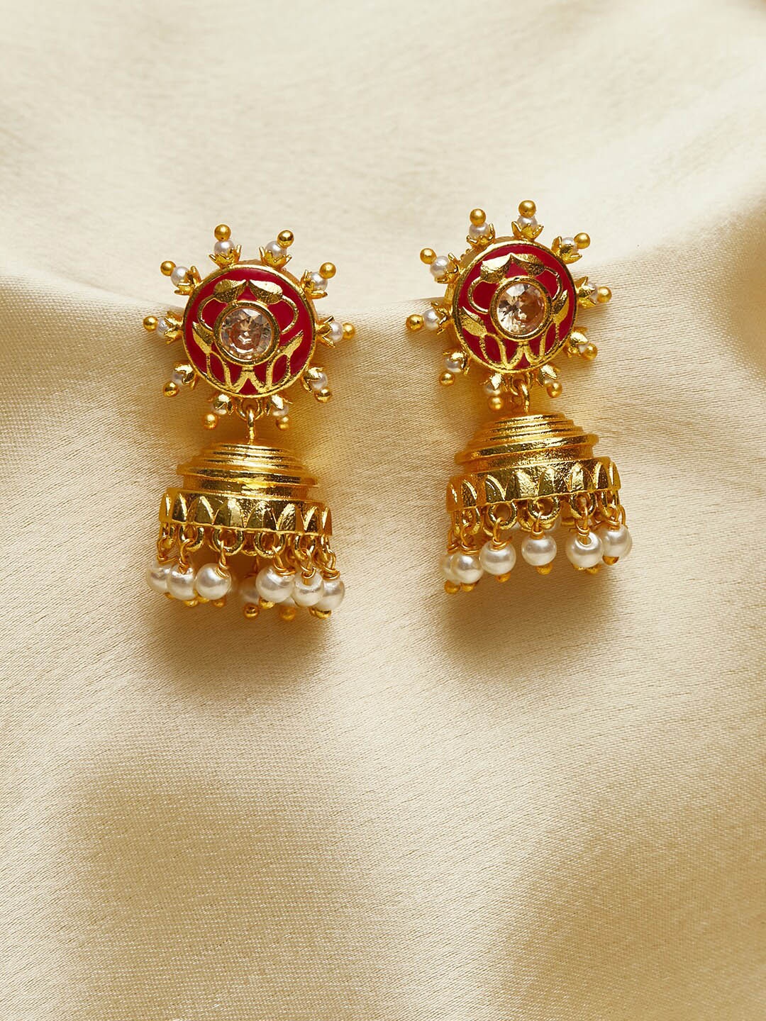 

Voylla Gold-Toned Contemporary Jhumkas Earrings