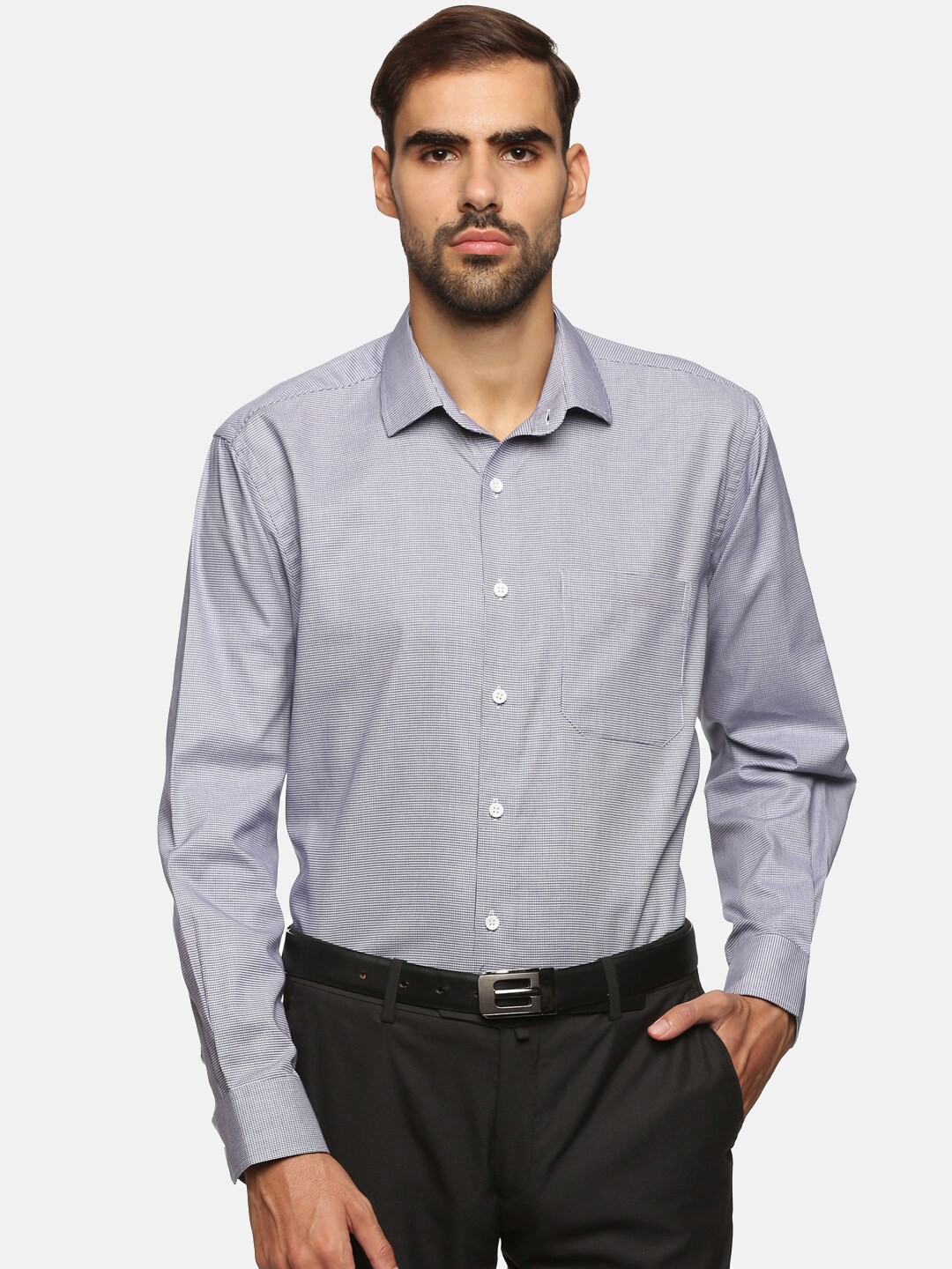 

DON VINO Men Blue Relaxed Regular Fit Micro Checked Cotton Casual Shirt