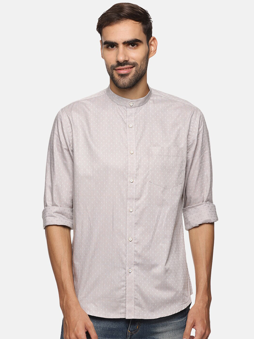 

DON VINO Men Grey Relaxed Regular Fit Printed Cotton Casual Shirt