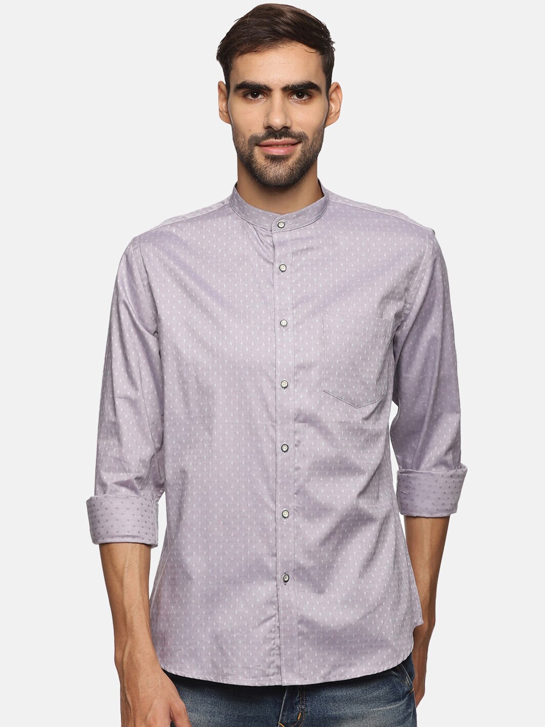 

DON VINO Men Grey Relaxed Regular Fit Printed Cotton Casual Shirt
