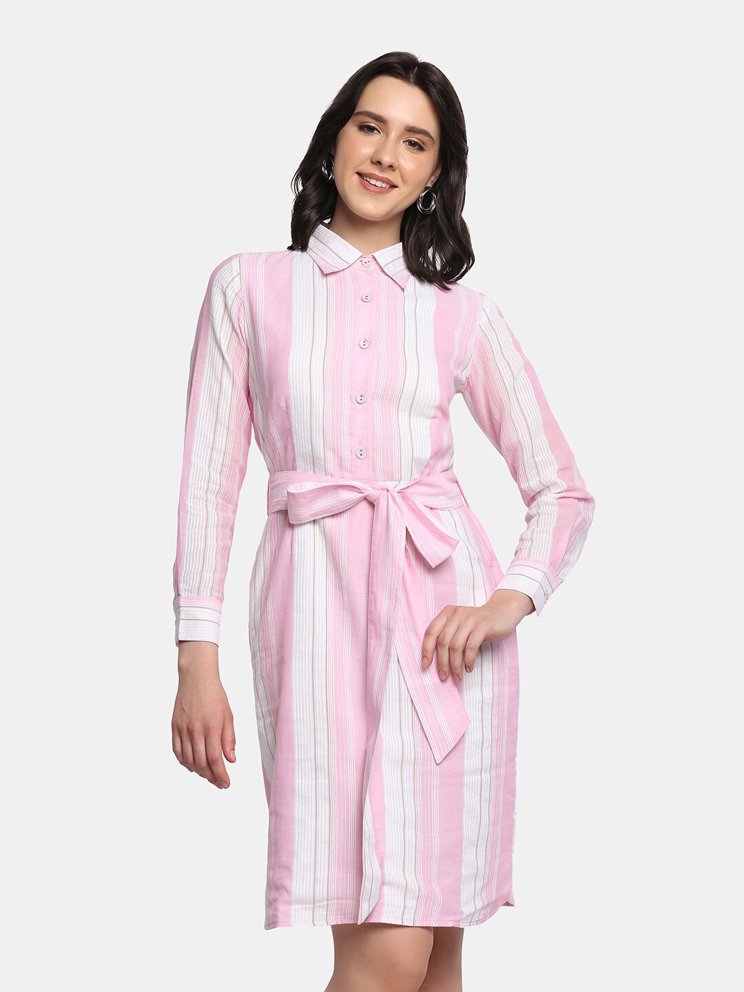 

PowerSutra Pink Striped Shirt Dress