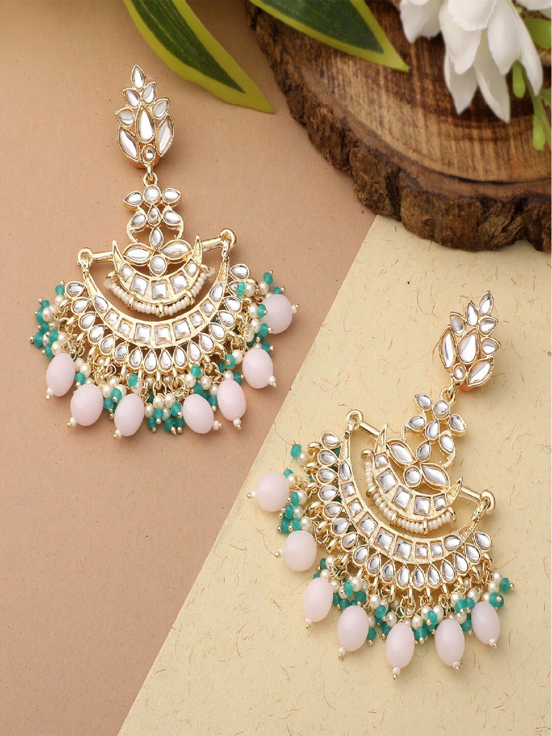 

Mahi Women Gold-Toned & Purple Contemporary Chandbalis Earrings