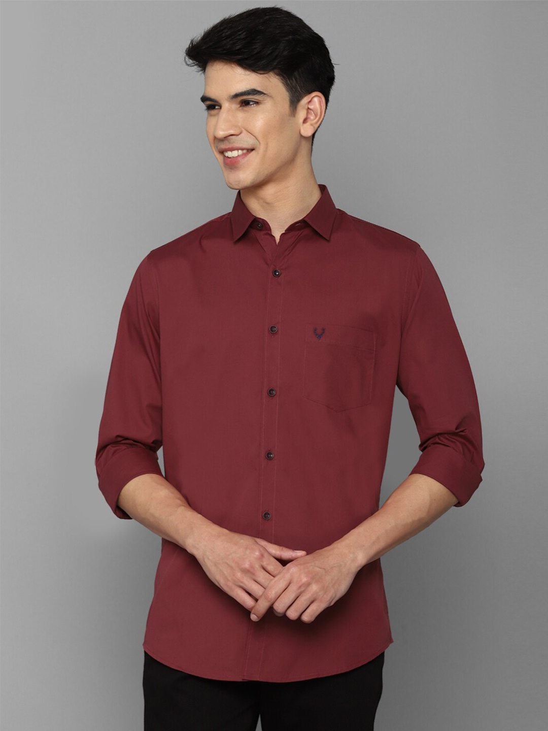 

Allen Solly Men Maroon Slim Fit Solid Cotton Casual Shirt