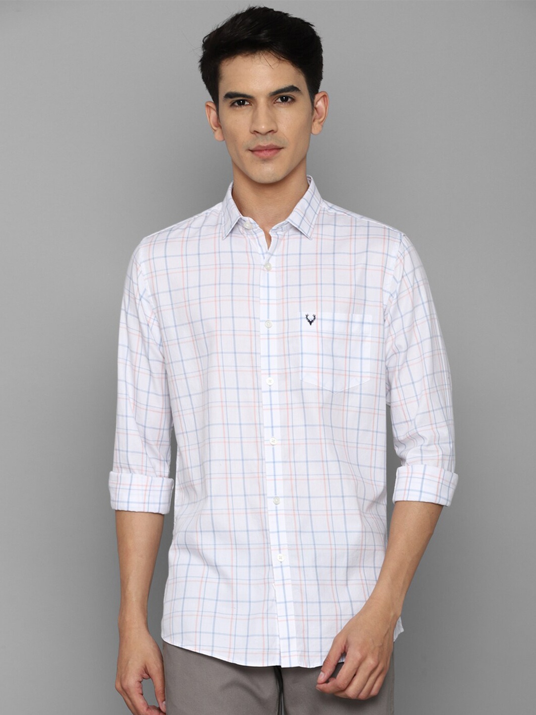 

Allen Solly Men White Slim Fit Tartan Checked Cotton Casual Shirt