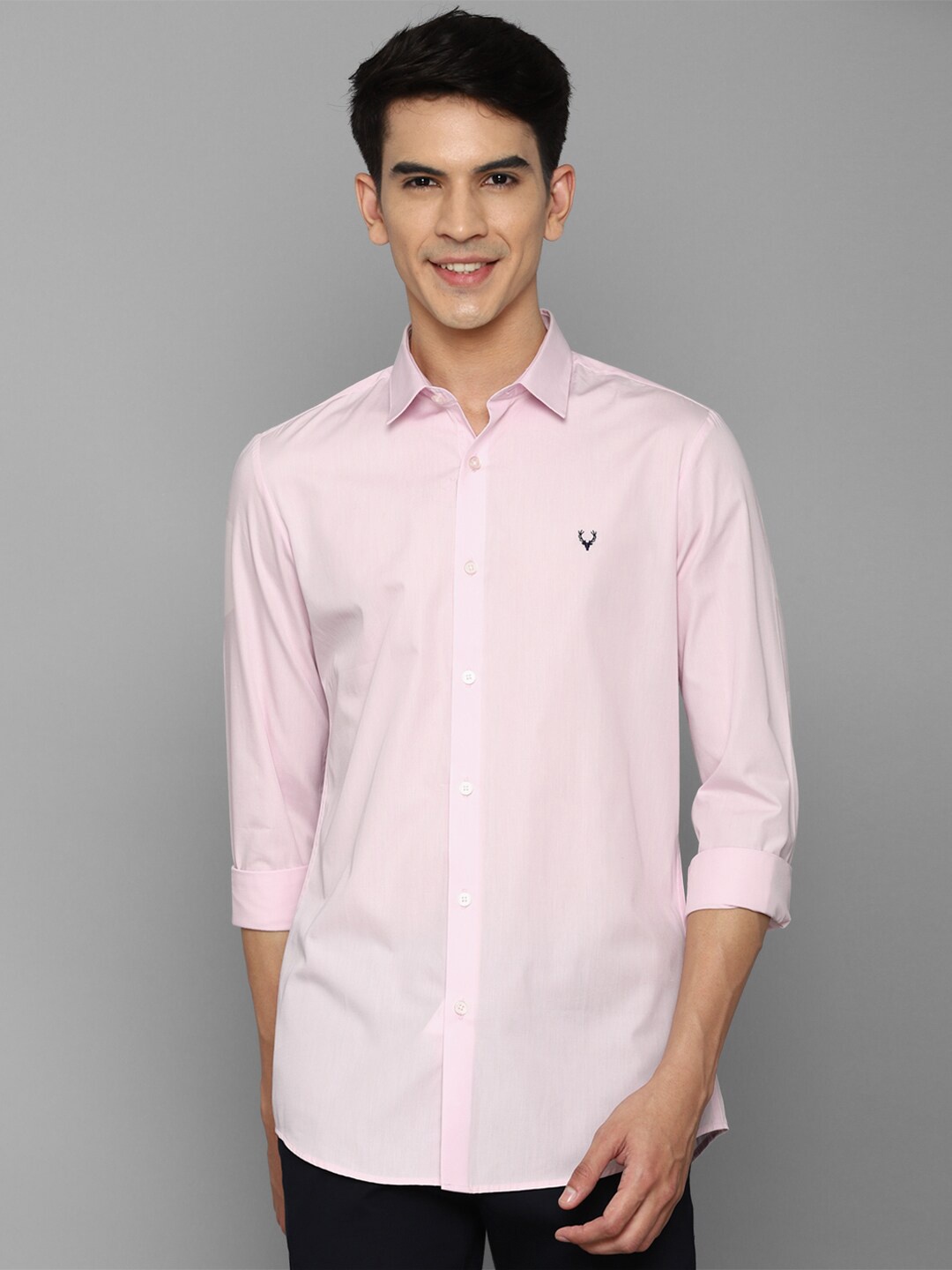 

Allen Solly Men Pink Slim Fit Solid Cotton Casual Shirt