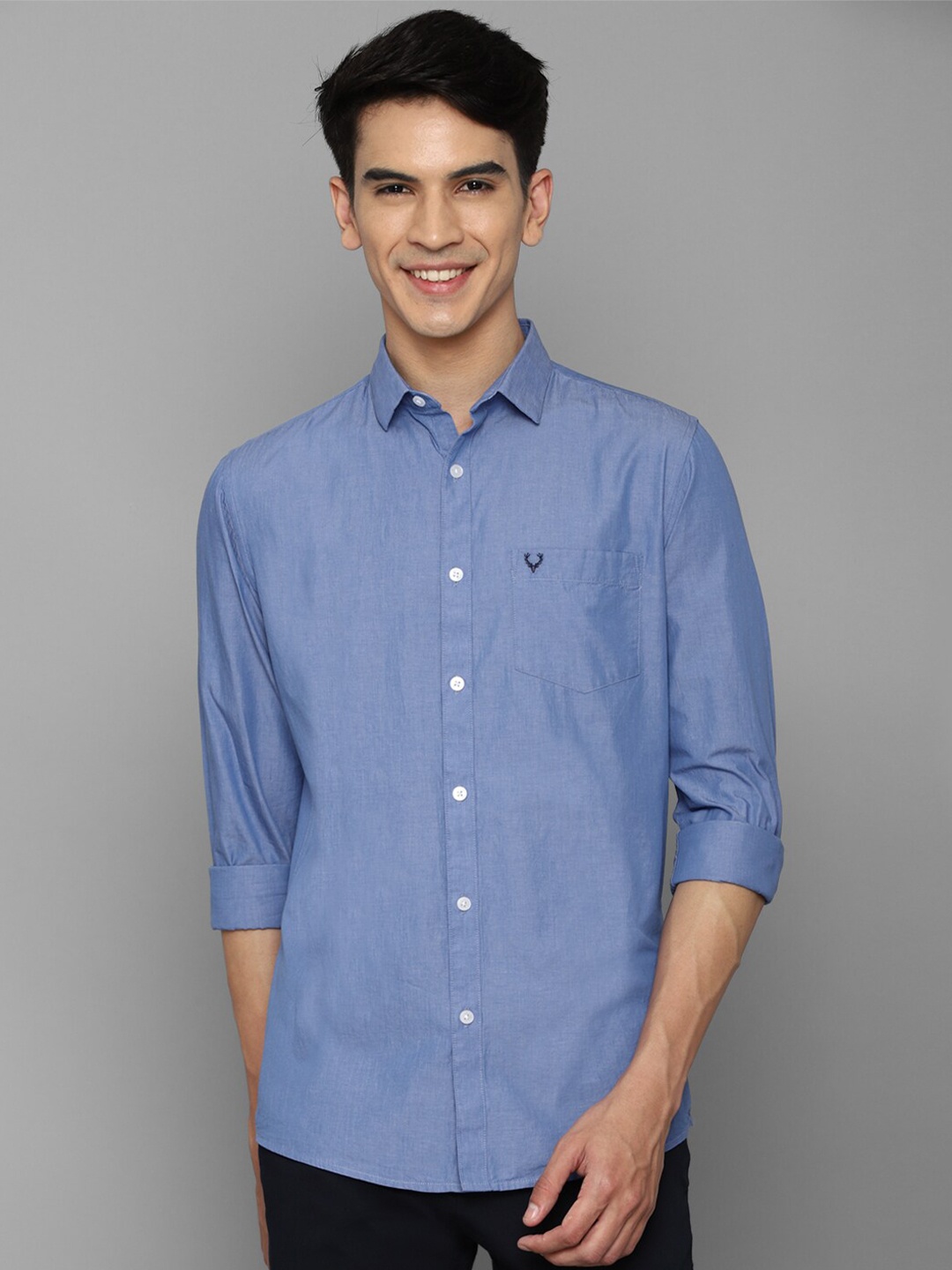 

Allen Solly Men Blue Slim Fit Solid Cotton Casual Shirt