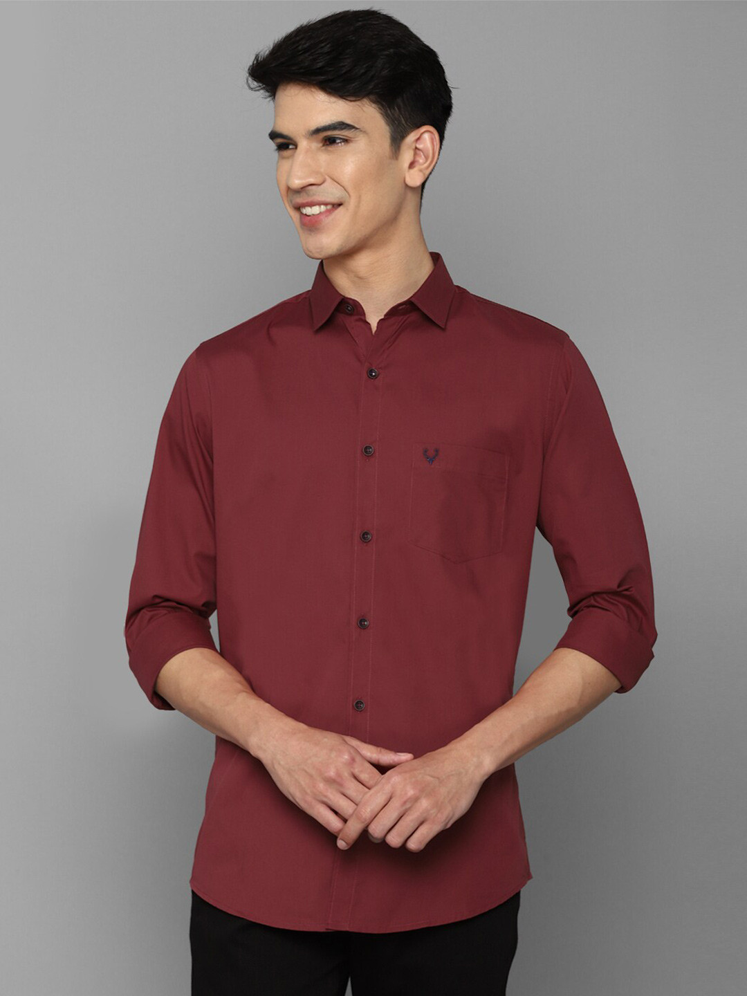 

Allen Solly Men Maroon Slim Fit Solid Cotton Casual Shirt
